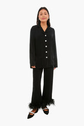 Black Pajama Set with Feathers